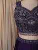 Deep Plum Purple Floral Sequins and Beads Embroidered Design Satin Party Lehenga with Dupatta