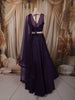 Deep Plum Purple Floral Sequins and Beads Embroidered Design Satin Party Lehenga with Dupatta