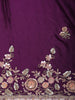 Deep Plum Purple Floral Sequins and Beads Embroidered Design Satin Party Wear Saree