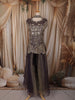 Deep Plum Purple Floral Sequins and Beads Embroidered Design Tissue Party Lehenga with Choker  Dupatta