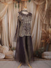 Deep Plum Purple Floral Sequins and Beads Embroidered Design Tissue Party Lehenga with Choker  Dupatta