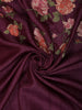 Deep Plum Purple Floral Thread Embroidered Design Pure Tussar Saree with Designer Border