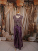 Deep Plum Purple Floral Vine Sequins and Beads Embroidered Design Tissue Silk Indo Western Palazzo Suit with Matching Choker Dupatta