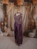 Deep Plum Purple Floral Vine Sequins and Beads Embroidered Design Tissue Silk Indo Western Palazzo Suit with Matching Choker Dupatta