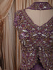 Deep Plum Purple Floral Vine Sequins and Beads Embroidered Design Tissue Silk Indo Western Palazzo Suit with Matching Choker Dupatta