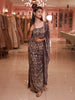 Deep Plum Purple Floral Vine Zari Embroidered Design Tissue Silk Skirt Top Indo Western Lehenga with Matching Dupatta
