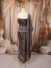 Deep Plum Purple Floral Vine Zari Embroidered Design Tissue Silk Skirt Top Indo Western Lehenga with Matching Dupatta