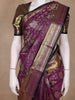 Deep Plum Purple Floral Woven Design Pure Kanchipuram Silk Saree