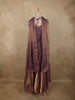 Deep Plum Purple Floral Zari Embroidered Design Organza Lehenga with Choker Dupatta