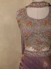 Deep Plum Purple Floral Zari Embroidered Design Organza Lehenga with Choker Dupatta