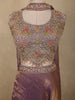 Deep Plum Purple Floral Zari Embroidered Design Organza Lehenga with Choker Dupatta