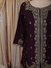 Deep Plum Purple Floral Zari Embroidered Design Organza Palazzo Suit with Dupatta
