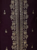 Deep Plum Purple Floral Zari Embroidered Design Organza Palazzo Suit with Dupatta