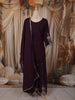 Deep Plum Purple Floral Zari Embroidered Design Organza Palazzo Suit with Dupatta