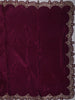 Deep Plum Purple Floral Zari Embroidered Design Pure Tussar Silk Fancy Saree with Scalloped Border