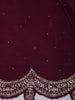 Deep Plum Purple Floral Zari Embroidered Design Pure Tussar Silk Fancy Saree with Scalloped Border