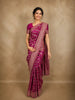 Deep Plum Purple Floral Zari Woven Design Banarasi Silk Designer Saree with Designer Border