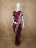 Deep Plum Purple Floral Zari Woven Design Banarasi Silk Designer Saree with Designer Border