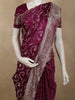 Deep Plum Purple Floral Zari Woven Design Banarasi Silk Designer Saree with Designer Border