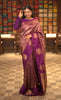 Deep Plum Purple Floral Zari Woven Design Pure Kanchipuram Silk Saree with Butta Zari Border