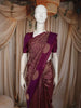 Deep Plum Purple Floral Zari Woven Design Pure Kanchipuram Silk Saree with Butta Zari Border