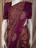 Deep Plum Purple Floral Zari Woven Design Pure Kanchipuram Silk Saree with Butta Zari Border