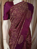 Deep Plum Purple Floral Zari Woven Design Pure Kanchipuram Silk Saree with Butta Zari Border