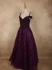 Deep Plum Purple Heavy Sequins and Beads Embroidered Design Net Gown