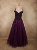 Deep Plum Purple Heavy Sequins and Beads Embroidered Design Net Gown