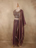 Deep Plum Purple Heavy Sequins and Beads Embroidered Design Organza Lehenga with Dupatta