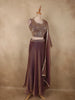 Deep Plum Purple Heavy Sequins and Beads Embroidered Design Organza Lehenga with Dupatta