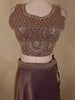 Deep Plum Purple Heavy Sequins and Beads Embroidered Design Organza Lehenga with Dupatta