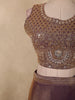 Deep Plum Purple Heavy Sequins and Beads Embroidered Design Organza Lehenga with Dupatta