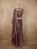 Deep Plum Purple Heavy Sequins and Beads Embroidered Design Organza Lehenga with Dupatta