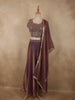 Deep Plum Purple Heavy Sequins and Beads Embroidered Design Organza Lehenga with Dupatta