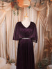 Deep Plum Purple Metallic Shimmer Pleated A-Line Party Wear Gown with Cape Sleeves