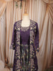 Deep Plum Purple Multicolor Floral Sequins and Zari Embroidered Design Chiffon Lehenga with Matching Coat