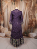 Deep Plum Purple Multicolor Floral Sequins and Zari Embroidered Design Chiffon Lehenga with Matching Coat