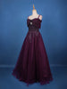 Deep Plum Purple Sequins And Beads Embellished Net Gown - Diadem