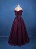 Deep Plum Purple Sequins And Beads Embellished Net Gown - Diadem
