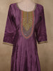 Deep Plum Purple Sequins Zari Embroidered Design Semi Silk Anarkali Gown with Contrast Dupatta