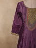 Deep Plum Purple Sequins Zari Embroidered Design Semi Silk Anarkali Gown with Contrast Dupatta