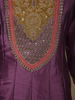 Deep Plum Purple Sequins Zari Embroidered Design Semi Silk Anarkali Gown with Contrast Dupatta