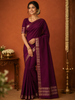 Deep Plum Purple Solid Woven Design Mysore Silk Saree with Zari Border