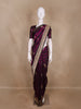 Deep Plum Purple Striped Design Pure Banarasi Saree