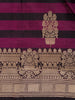 Deep Plum Purple Striped Design Pure Banarasi Saree