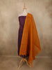 Deep Plum Purple Striped Woven Design Pure Cotton Unstitched Salwar Material with Contrast Dupatta