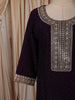 Deep Plum Purple Zari Embroidered Design Semi Silk Straight Cut Salwar Suit with Matching Designer  Dupatta
