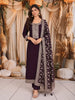 Deep Plum Purple Zari Embroidered Design Semi Silk Straight Cut Salwar Suit with Matching Designer  Dupatta