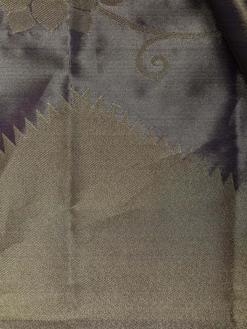 Deep Plum Purple floral Design Tissue Saree - Diadem
